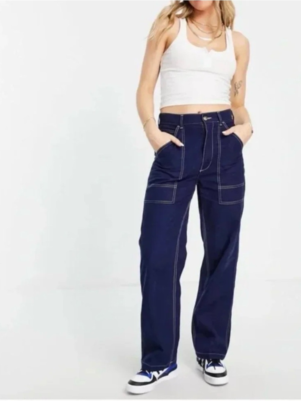 Ralph Lauren Polo Navy Utility Pants with White Topstitching